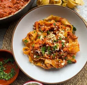 slow cooked jackfruit ragu pappardelle pasta