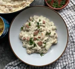 vegan carbonara butter beans