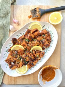 the final and main image of the vegan nandos piri piri chicken
