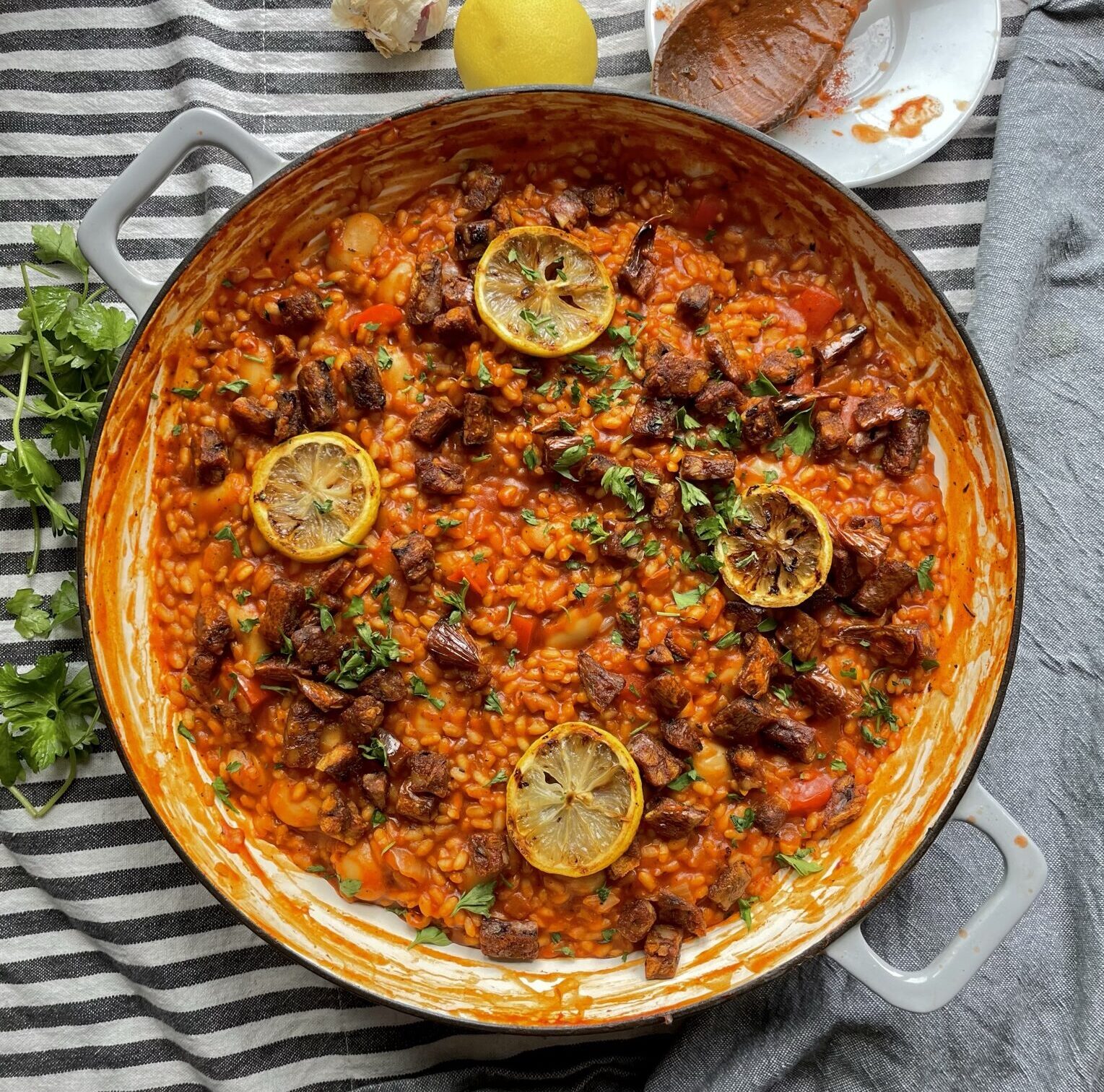 Read more about the article Vegan Paella with Butter beans and Chorizo
