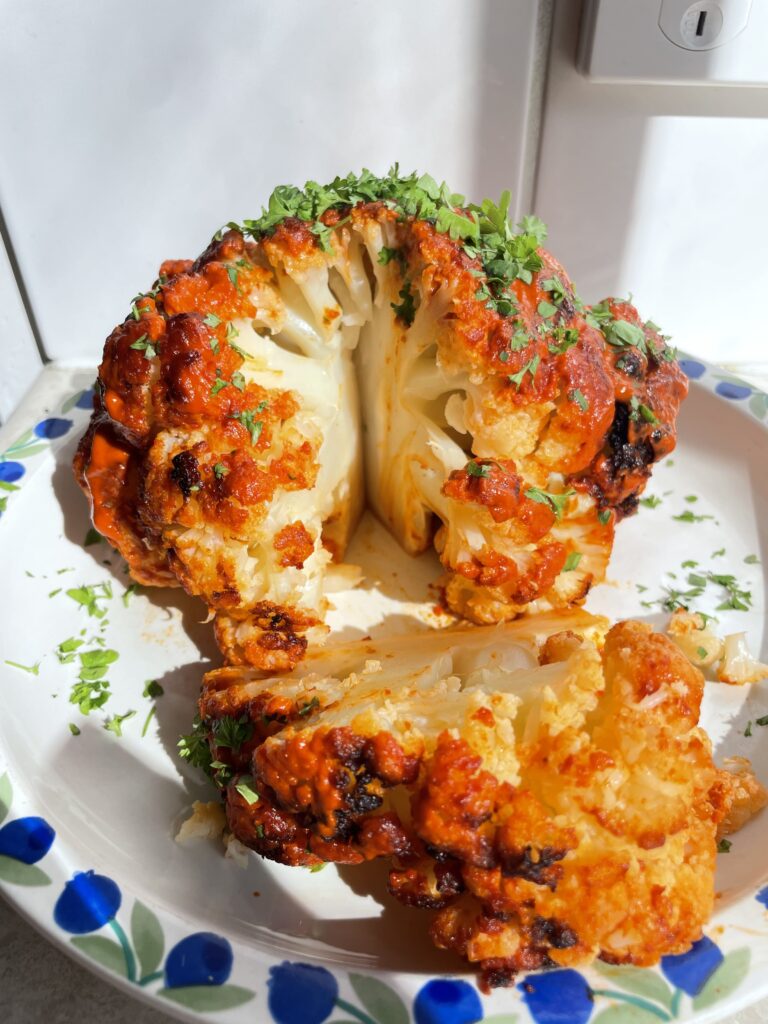 Cross section image of the harissa roasted cauliflower