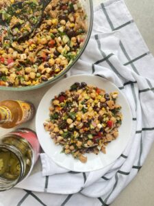 Final image of mexican dense bean salad recipe