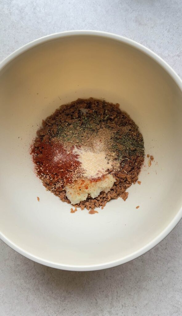 dried seasonings added to the tvp mix