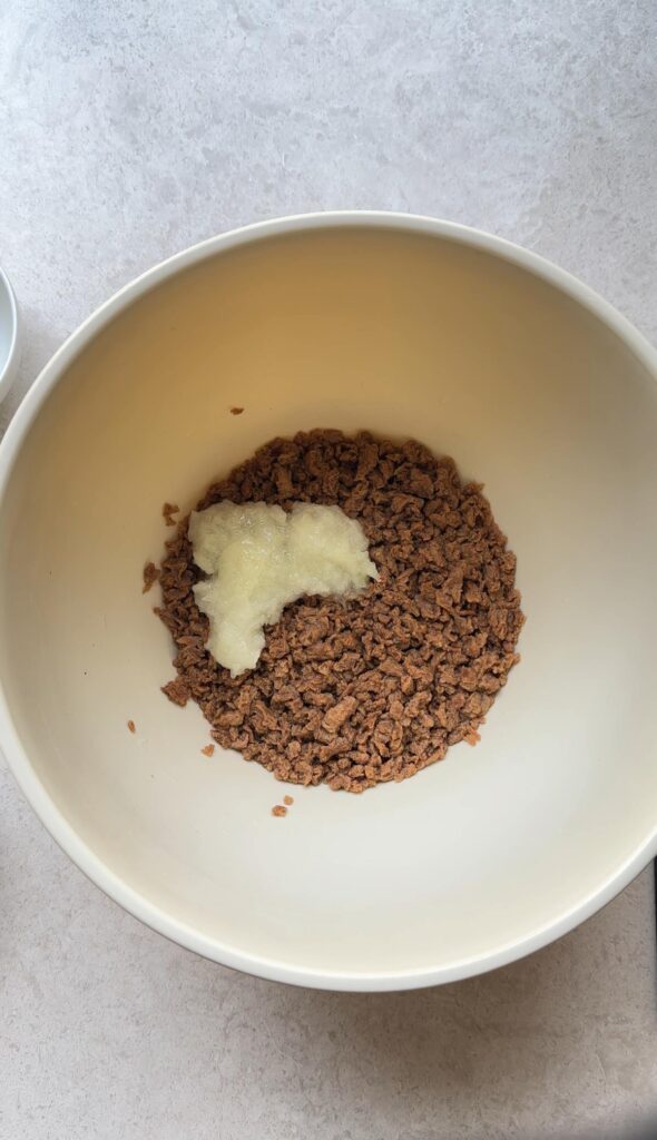 onion grated into the vegan doner meat mix