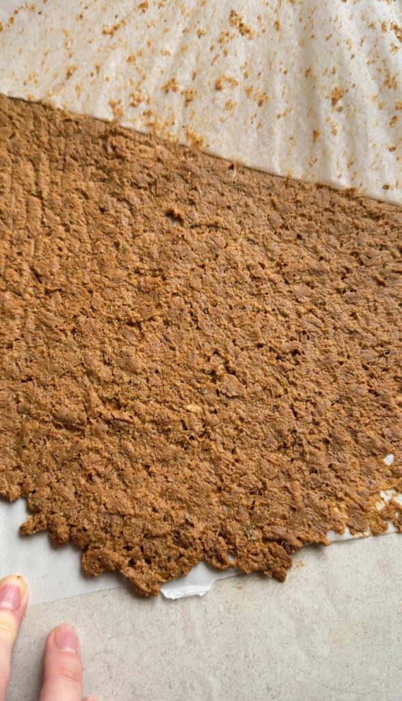 top sheet being peeled off of the tvp doner mix